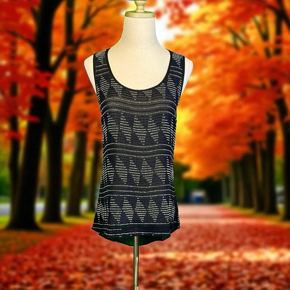 Parker Rare ‘Lola’ Diamond Design Beaded Split-Back High-Low Tank Top Size Small - Picture 1 of 16